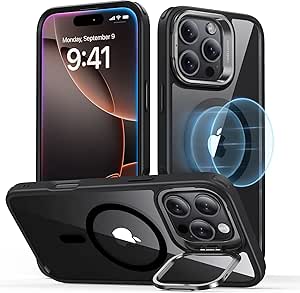 ESR for iPhone 16 Pro Max Case, Camera Control Compatible with MagSafe, Military-Grade Protective Case, Built-in Stash Stand Phone Case, Scratch-Resistant Back Cover, Classic Series, Clear Black