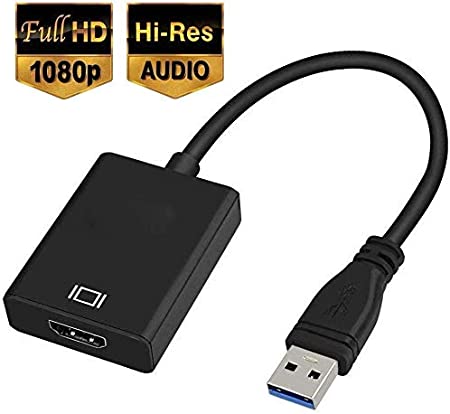 USB to HDMI Adapter, USB 3.0/2.0 to HDMI Adapter 1080P Full HD(Male to Female) Video and Audio Multi-Display Converter Compatible with Windows 7/8/10