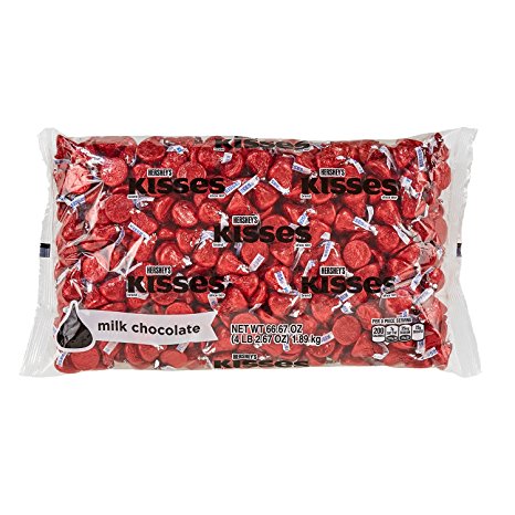 KISSES Milk Chocolate, Red Foils, 66.7 Ounce