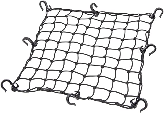 Powertye Mfg.17inx 17in Cargo Net with 8 Adjustable Hooks and Extra -Tight 1.75in Mesh, Black. Only Buy from The Inventor of The Cargo Net!