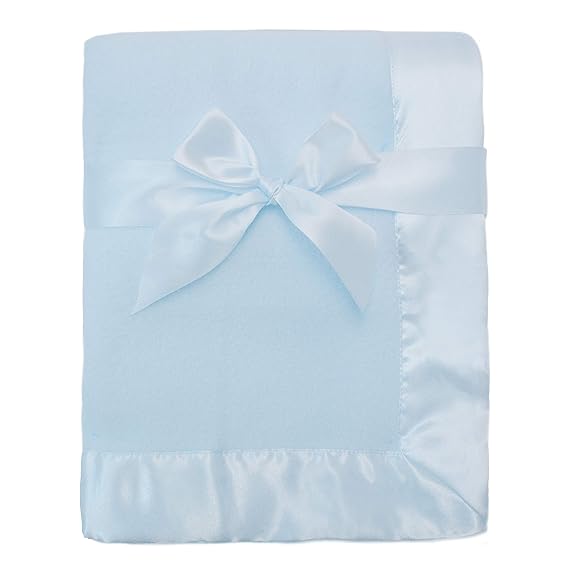 TL Care Fleece Blanket 30" X 40" with 2" Satin Trim, Blue