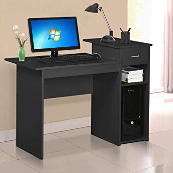 Yaheetech Small Computer Desk Home Office Desk Laptop Table w/Drawer for Small Space Black