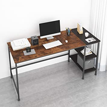 JOISCOPE Computer Desk,Latop Table,Study Table with Wooden Shelves,Industrial Table Made of Wood and Metal.60 inches(Vintage Oak Finish)