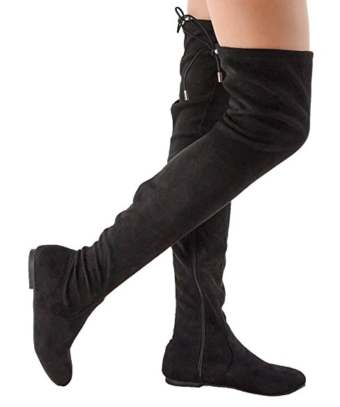 RF Women's Fashion Comfy Vegan Suede Side Zipper Over the Knee Boots