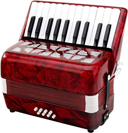 Classic Cantabile Secondo Junior 8 Bass Accordion 22 Treble Keys Eight Bass Keys with Strap and Gig Bag Red