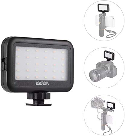 30 LED Video On Camera Light, Sevenoak Brightness Adjusting Dimmable Light with Shoe Mount & USB Charge Port for iPhone X 8 7 DSLR Camera Camcorder GoPro Action iOS Android Smartphones Party YouTube