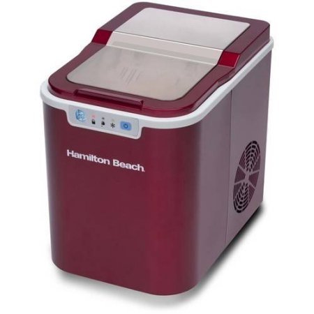 Hamilton Beach Portable Ice Maker, Candy apple red with Stainless Steel