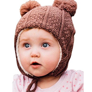 Warm cute baby toddler kid's fall winter earflap beanie hat OR fleece lined mittens