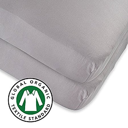 Organic crib sheet | Toddler Bed Sheet 2 Pack, 100% GOTS Certified Organic Jersey Cotton Knit Grey for Baby Girl or Baby Boy by Ely's & Co.