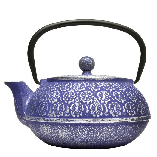 Primula Teapot with Stainless Steel Infuser and Loose Green Tea Packet, 40-Ounce, Blue Floral
