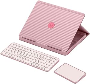 Logitech Casa Pop Up Desk Work From Home Kit with Laptop Stand, Wireless Keyboard & Touchpad, Bluetooth, USB C Charging, for Laptop/MacBook (10” to 17”) - Windows, macOS, ChromeOS - Bohemian Blush