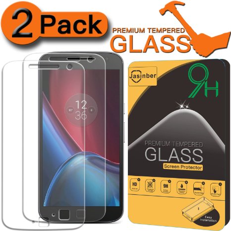[2-Pack] Moto G4 Plus Screen Protector, Jasinber [Tempered Glass] Screen Protector for Moto G Plus 4th Gen with 9H Hardness/Anti-Scratch/Anti-Fingerprint/Bubble Free