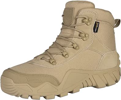 FREE SOLDIER Mens Military Boots mid-top Combat Tactical Boots Lace Up All Terrain Shoes for Hiking, Hunting, Working, Walking, Climbing