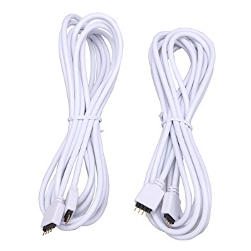 NEWSTYLE 2PCS 2.5M Extension Cable Connect Female Plug to Led Strip Lights RGB 5050 3528SMD with 4PCS 4Pins Connector