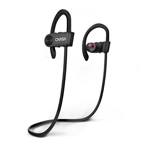 Bluetooth Headphones Sweatproof, CNASA Wireless Sports Earphones Waterproof HD Stereo Earbuds, Comfortable Elastic Silicon Covering, Noise Cancelling, 8 Hours Battery fr Sports Gym Running