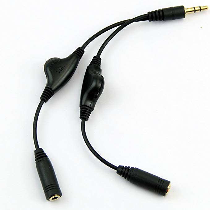 HeroNeo® 3.5mm Headphone Stereo Audio Y Splitter Cable Cord With Separate Volume Controls