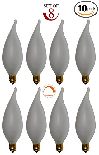 SleekLighting Flame Tip Chandelier Bulb (40W/120V) - Pack of 10 (Frosted)