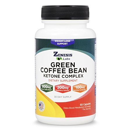 Green Coffee Bean Raspberry Ketone Garcinia Cambogia w/ Green Tea Extract Appetite Suppressant Weight Loss Supplement Premier Diet Pill for Fat Burning & Weight Control 100% Natural by Zenesis Labs