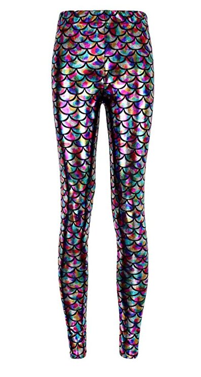 Alaroo Shiny Fish Scale Mermaid Leggings for Women Pants S-3XL