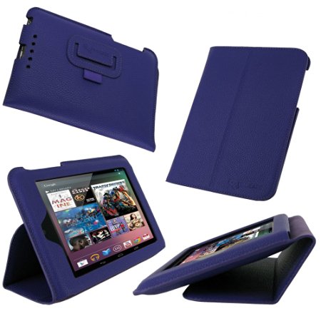rooCASE Ultra-Slim (Purple) Vegan Leather Folio Case for Google Nexus 7 Tablet (Built-in sleep / wake feature)