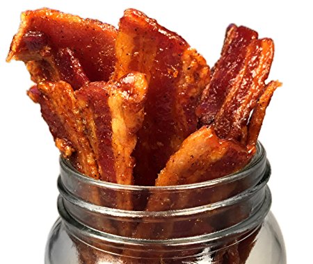 Delicious Uncured Real Bacon Jerky Hand Crafted Small Batch Kickin' Sriracha MSG Free Nitrate & Nitrite Free (Kickin' Sriracha, 6 pack)