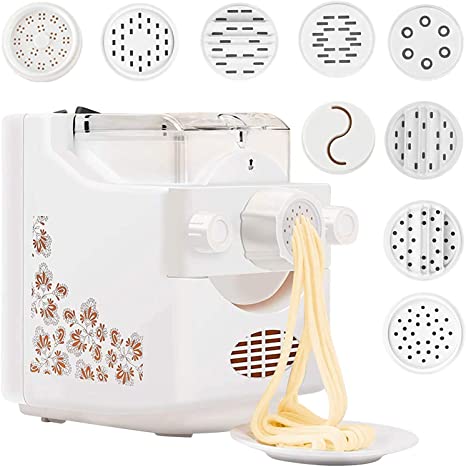 10 Minutes Electric Pasta Noodle Maker with 9 Multi-Functional Shapes, Automatic Noodle Pasta Machine Make Noodles In A Short Time, One-key Automatic Operation For Home Kitchens