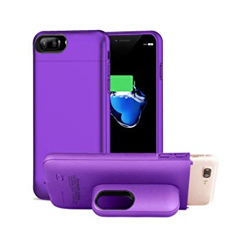 Battery Case for iPhone 8 Plus/7 Plus /6 Plus/6s Plus, KZNXCVI Slim Battery Case with Magnetic Stand Design, 4200mah Portable Charging Case Extended Battery Charger Case for iPhone 5.5 inch,Purple