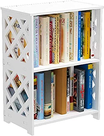 Riipoo Small Bookcase, Kids Bookshelf 2 Tier, Bedside End Table, Nightstands White for Living Room, Bedroom, Office, Sofa, Nursery, Small Spaces