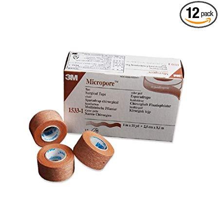 3M Micropore 1" x 10 yd. Tan Surgical Tape - Box of 12