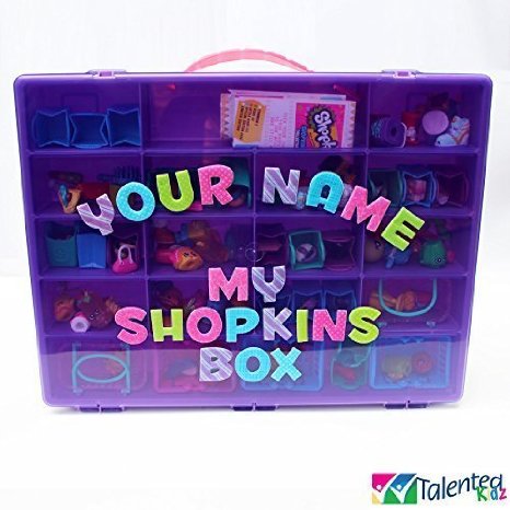 Shopkins Compatible Organizer Personalized With Your Name Includes Purple Storage  2 Alphabet Puffy Stickers to Make It Your Own TALENTED KIDZ EXCLUSIVE Case wHandle Fits Shopkins Season 4