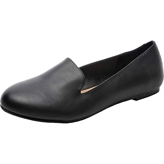 Aukusor Women's Wide Width Flat Shoes - Comfortable Slip On Pointed Toe Ballet Flats.