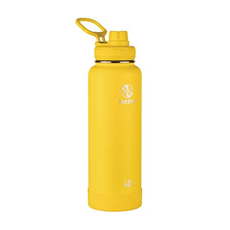 Takeya Actives Vacuum-Insulated Stainless-Steel Water Bottle with Insulated Spout Lid, 40oz, Solar