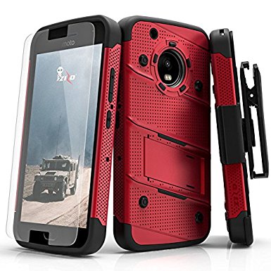 Motorola G5 Plus Case, Zizo [Bolt Series] w/ FREE [Motorola G5 Plus Screen Protector ] Kickstand [12 ft. Military Grade Drop Tested] Holster Clip