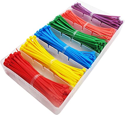 Superun Colored Zip Ties 4 Inch Kit - 480 Packs Cable Ties Multicolor Mix Packed Wire Ties Assortment Red, Yellow, Blue, Green, Pink, Purple