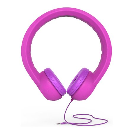 Kosee Kids HP2 Volume Limiting Rugged Foam Wired Headphones for Children Ages 3  (Pink)