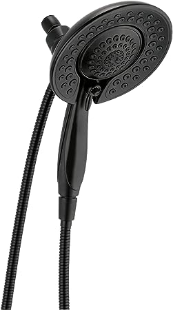 Delta Faucet 5-Spray In2ition 2-in-1 Dual Shower Head with HandHeld Spray, Black Hand Held Shower Head with Hose, Handheld Shower Heads, 1.75 GPM Shower Head, Matte Black 58569-BL-PK