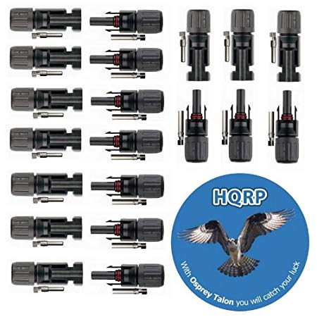 HQRP 10 Pairs MC4 Solar Panel Connector male & female (M&F) for PV / Photovoltaic System plus HQRP Coaster