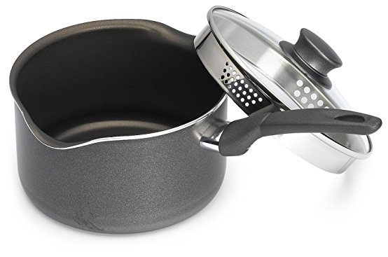 Bialetti 6165 Italian Collection Covered Sauce Pan, 2 Quart, Charcoal