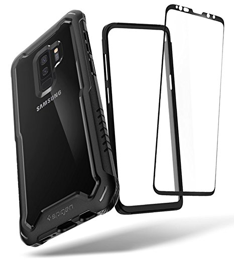 Spigen Hybrid 360 Galaxy S9  Case / Galaxy S9 Plus Case with 360 Full Body Coverage Protection with Tempered Glass Screen Protector for Samsung Galaxy S9 Plus (2018) - Black