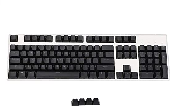 Black White Cherry Profile PBT Double Shot 104 108 Top Print Shine Through Translucent Backlit keycap for MX Mechanical Keyboard (Only Keycap) (Cherry Profile Black)