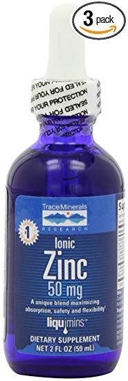 Trace Minerals Research Liquimins Ionic Zinc, 50 mg, 2-Ounce (Pack of 3)