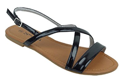 Womens Roman Gladiator Sandals Flats Strappy Shoes 4 Colors