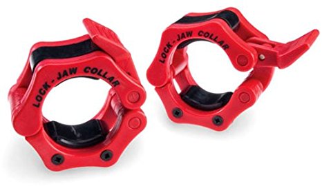 Lock-Jaw 2 Inch Olympic Barbell Collar Pair RED