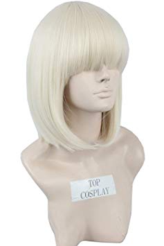 Women's Bob Hair Wig Short Straight Cosplay Halloween Costume Wigs(Platinum Blonde)