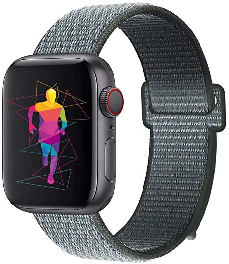 INTENY Sport Band Compatible with Apple Watch 38mm 40mm 42mm 44mm, Soft Lightweight Breathable Nylon Sport Loop, Strap Replacement for iWatch Series 4, Series 3, Series 2, Series 1