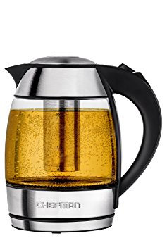 Chefman RJ11-17-TI Glass Kettle with Removable Tea Infuser, 1.8 L, Clear