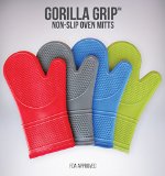 Set of 2 The Original GORILLA GRIP Non-Slip Silicone Oven Mitt Softest and MOST FLEXIBLE FDA Approved 446 Degree Heat Resistant Red Set of Oven Mitts