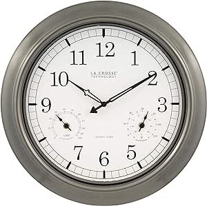 La Crosse Technology 18-Inch Atomic Outdoor Clock, Pewter