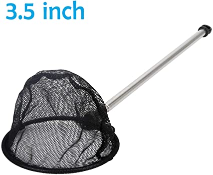 Pawfly 3.5 Inch Telescopic Aquarium Fish Net Fine Mesh Small Round Net with Extendable 9-24 inch Long Handle