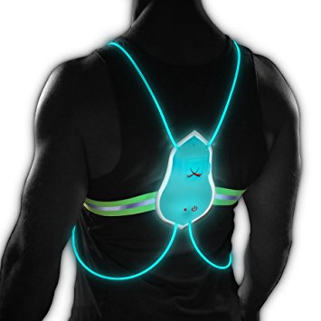 noxgear Tracer360 - Small Revolutionary Illuminated and Reflective Vest for Running or Cycling Including Multicolored LED Fiber Optics